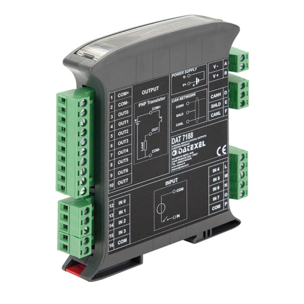 modulo CANopen slave 8 ingressi 8 uscite DAT 7188